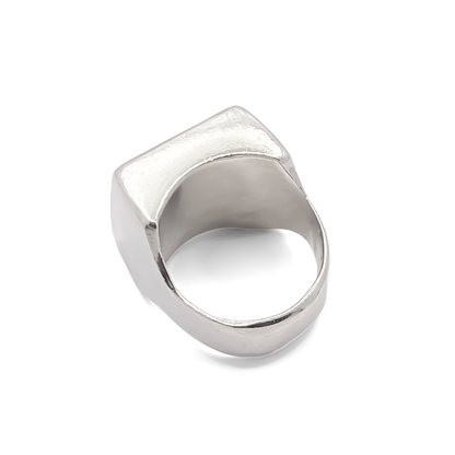 Modern Small Square Signet Ring with smooth silver lines, free shipping
