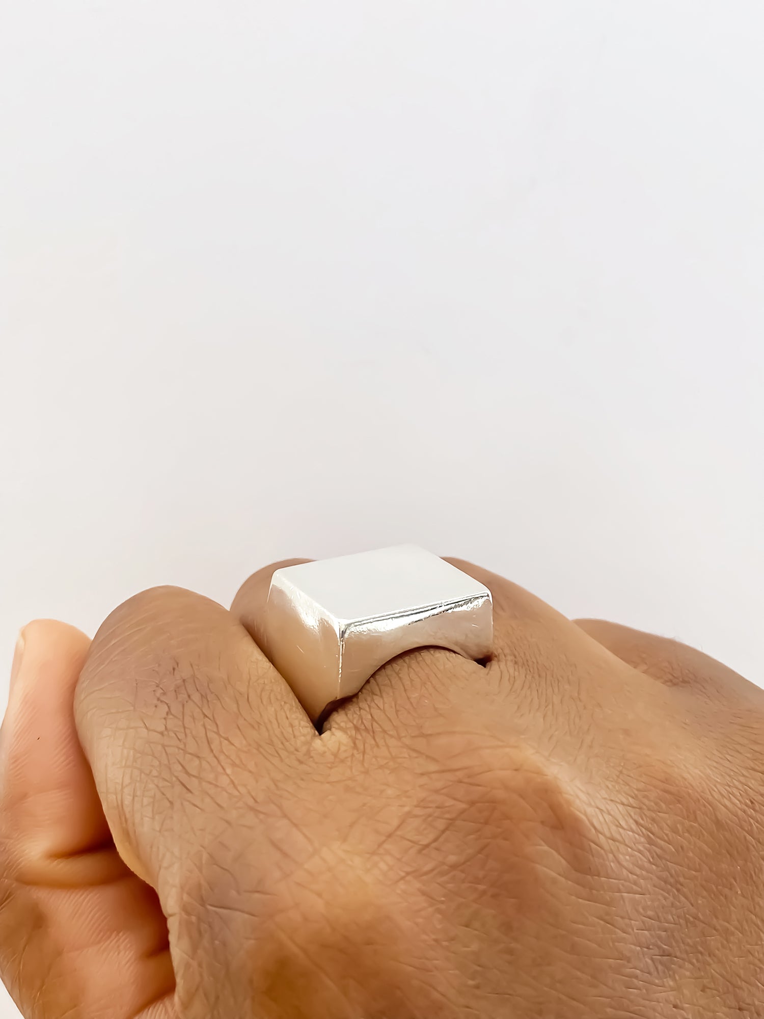 Small Square Signet Ring silver minimalist design, smooth lines, free shipping