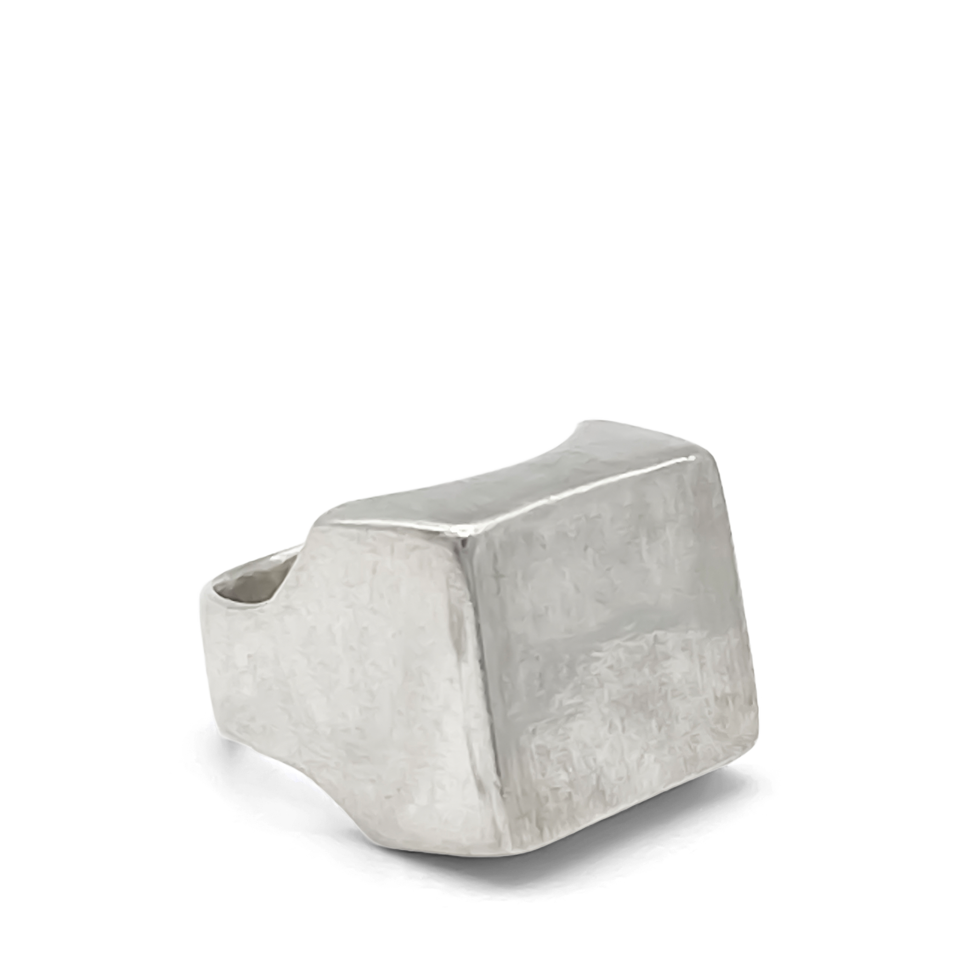Architectural Small Square Signet Ring, smooth silver finish, free shipping