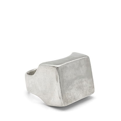 Architectural Small Square Signet Ring, smooth silver finish, free shipping