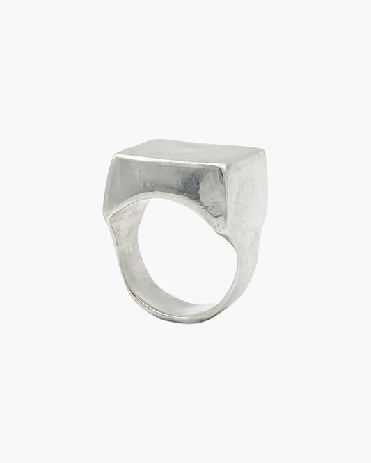 Handcrafted Small Square Signet Ring in Sterling silver, artisan jewelry, geometric design