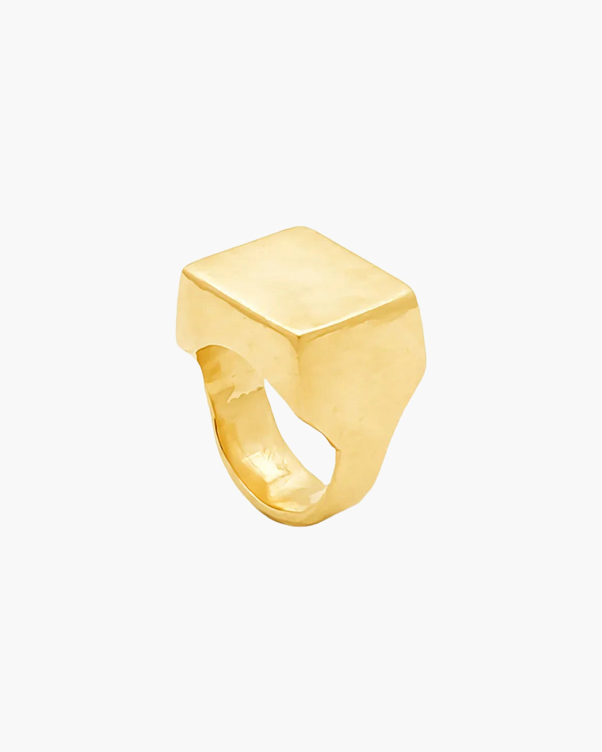 Small Square Signet Ring designer ring in 18ct Gold Vermeil, square face, side view