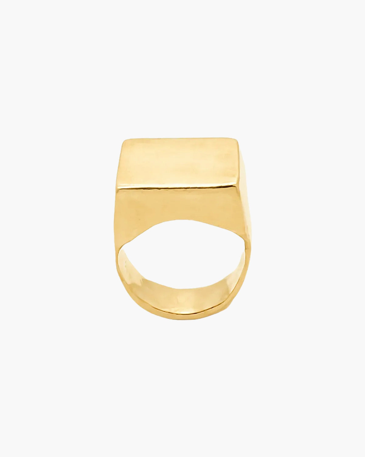 Small Square Signet Ring artisan crafted ring in 18ct Gold Vermeil, clean lines, lifestyle shot