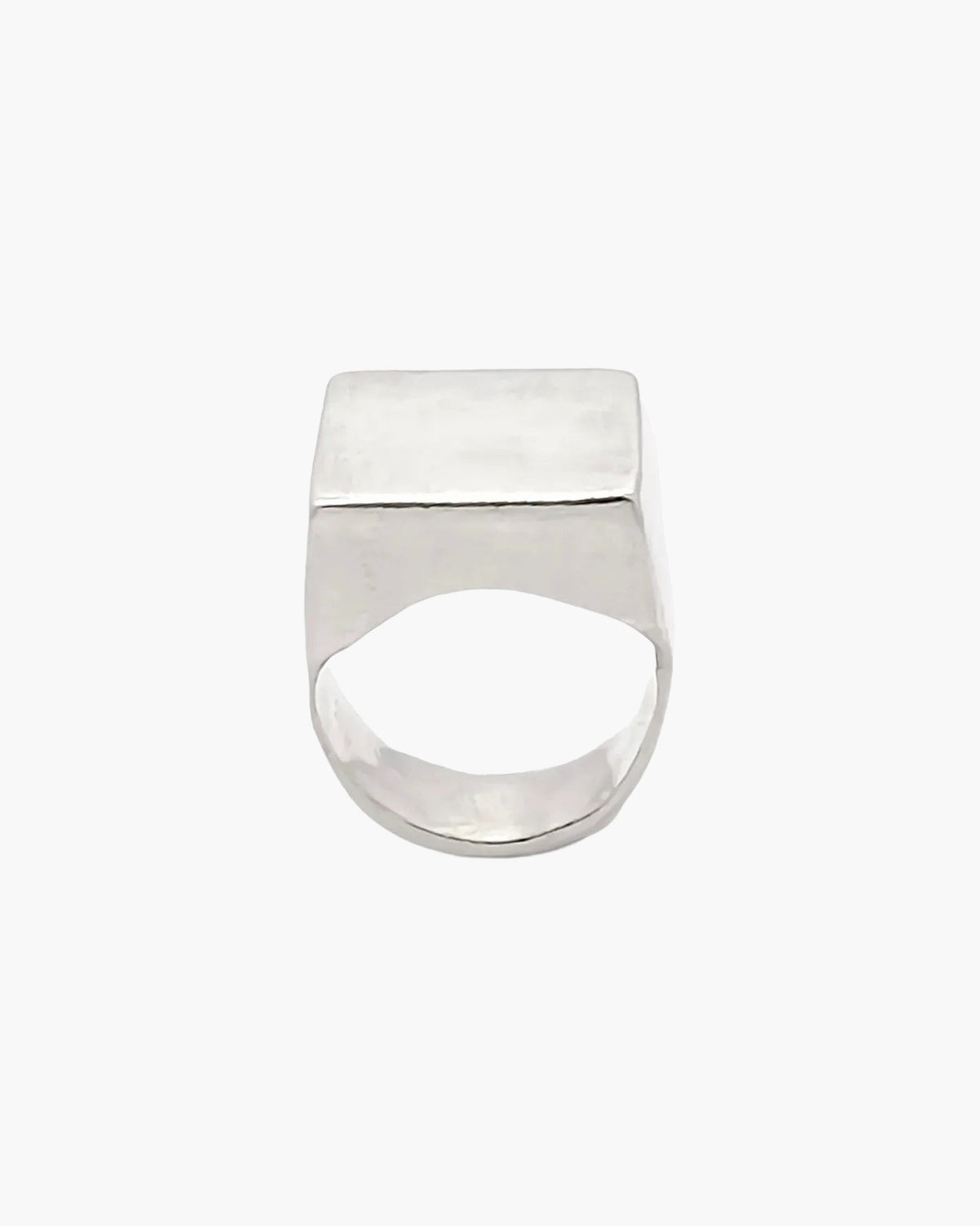 Premium Small Square Signet Ring handmade in Sterling silver, sophisticated look, worn view