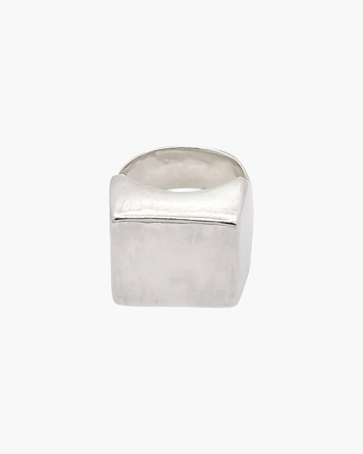 Designer Small Square Signet Ring in Sterling silver, handmade jewelry, timeless design, alternate angle