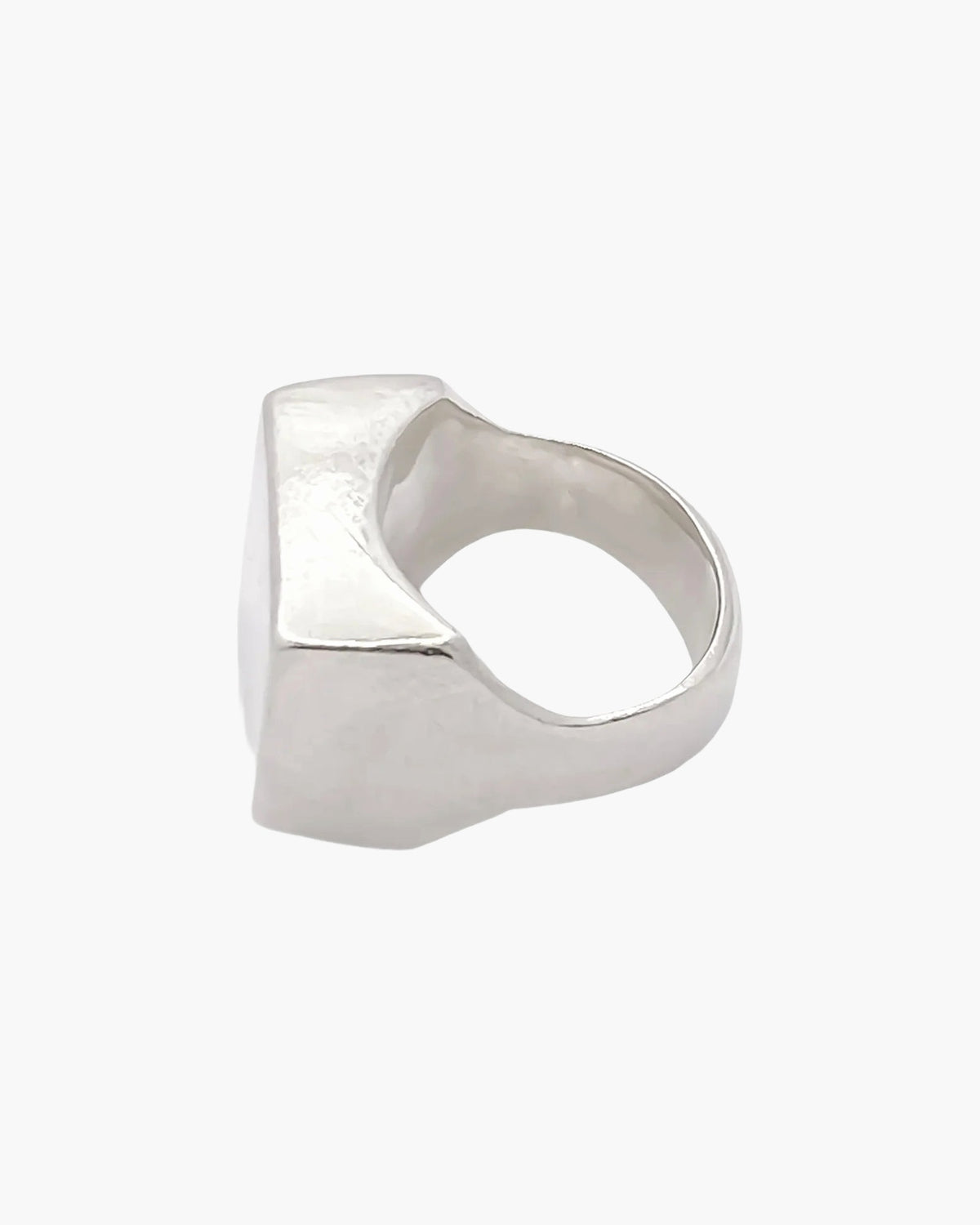 Small Square Signet Ring luxury artisan ring in 18ct Gold Vermeil, elegant finish, styled view