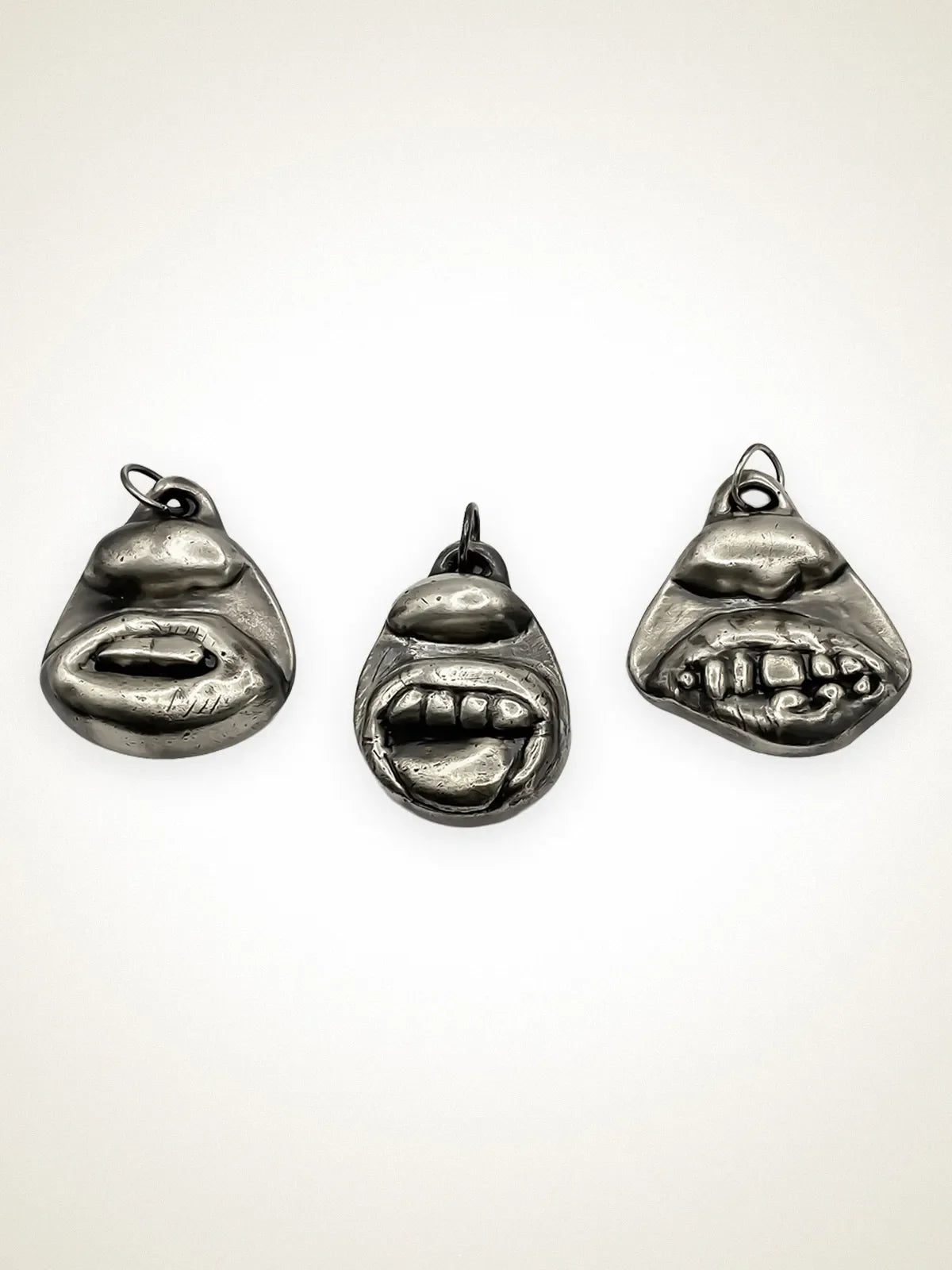 Designer Two Teeth Necklace in premium metal, handmade jewelry, exquisite detail, alternate angle