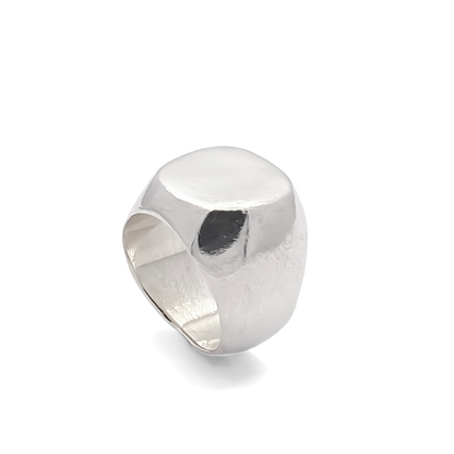 Architectural Square Round Signet Ring in silver, classic design, free shipping