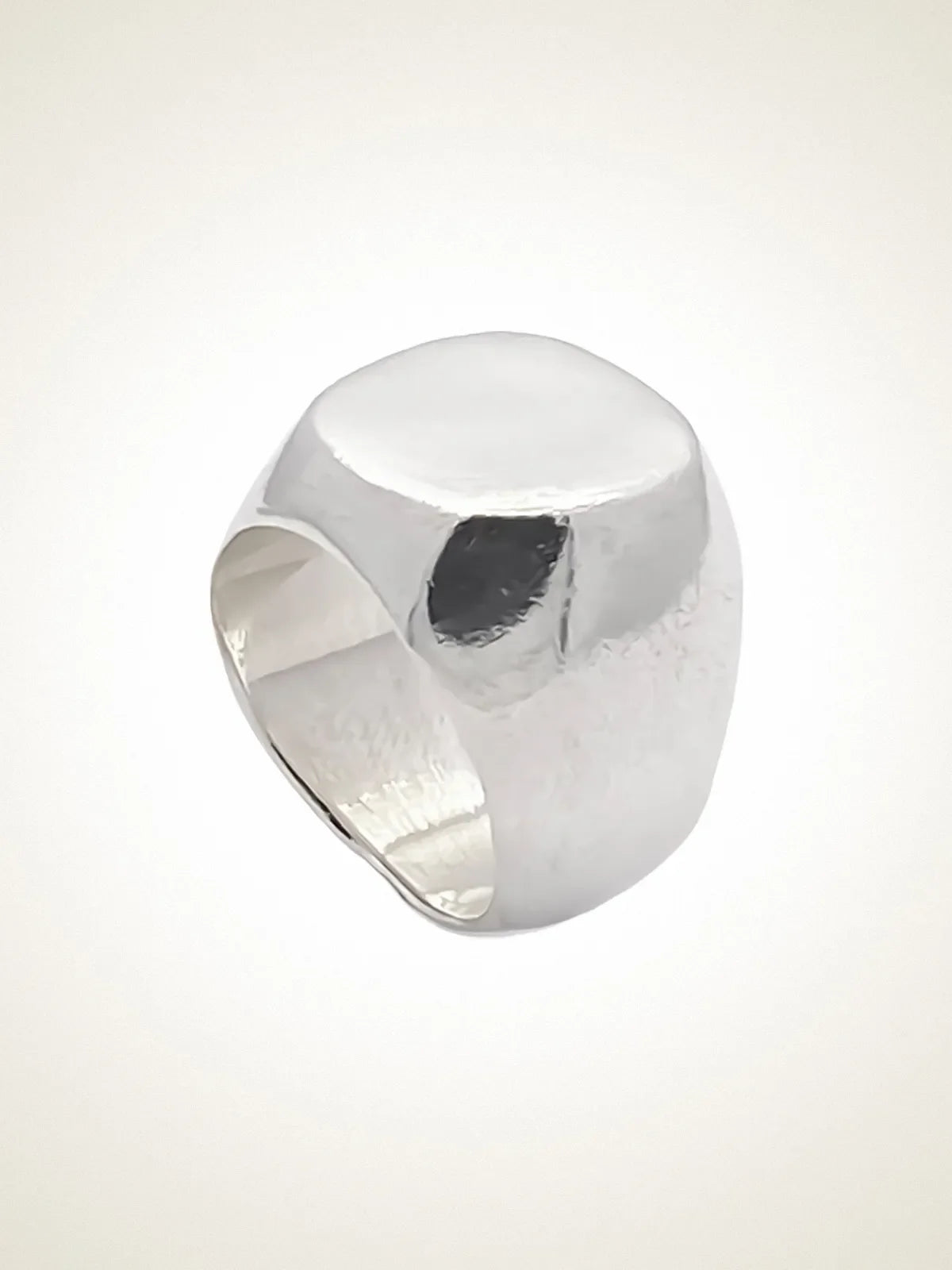 Square Round Signet Ring artisan crafted ring in 18ct Gold Vermeil, clean lines, lifestyle shot