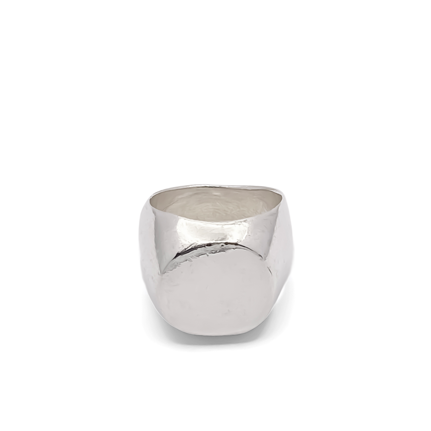 Bold polished Square Round Signet Ring in silver with classic style, free shipping