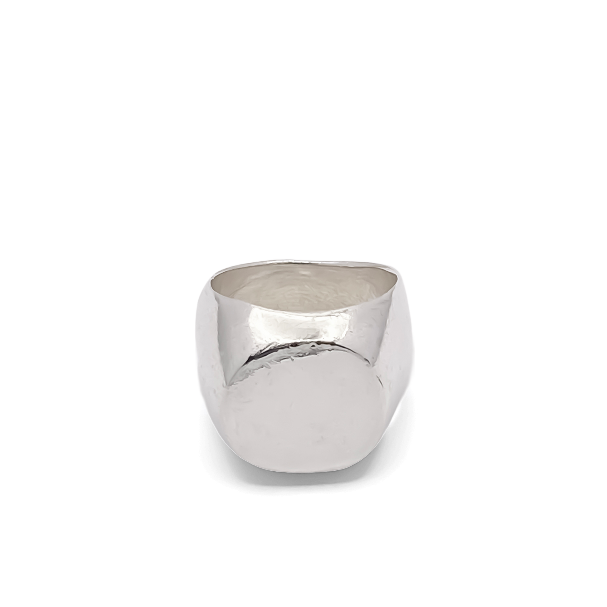 Bold polished Square Round Signet Ring in silver with classic style, free shipping