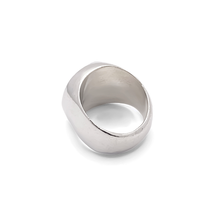 Chunky Square Round Signet Ring in silver, classic shape, free shipping