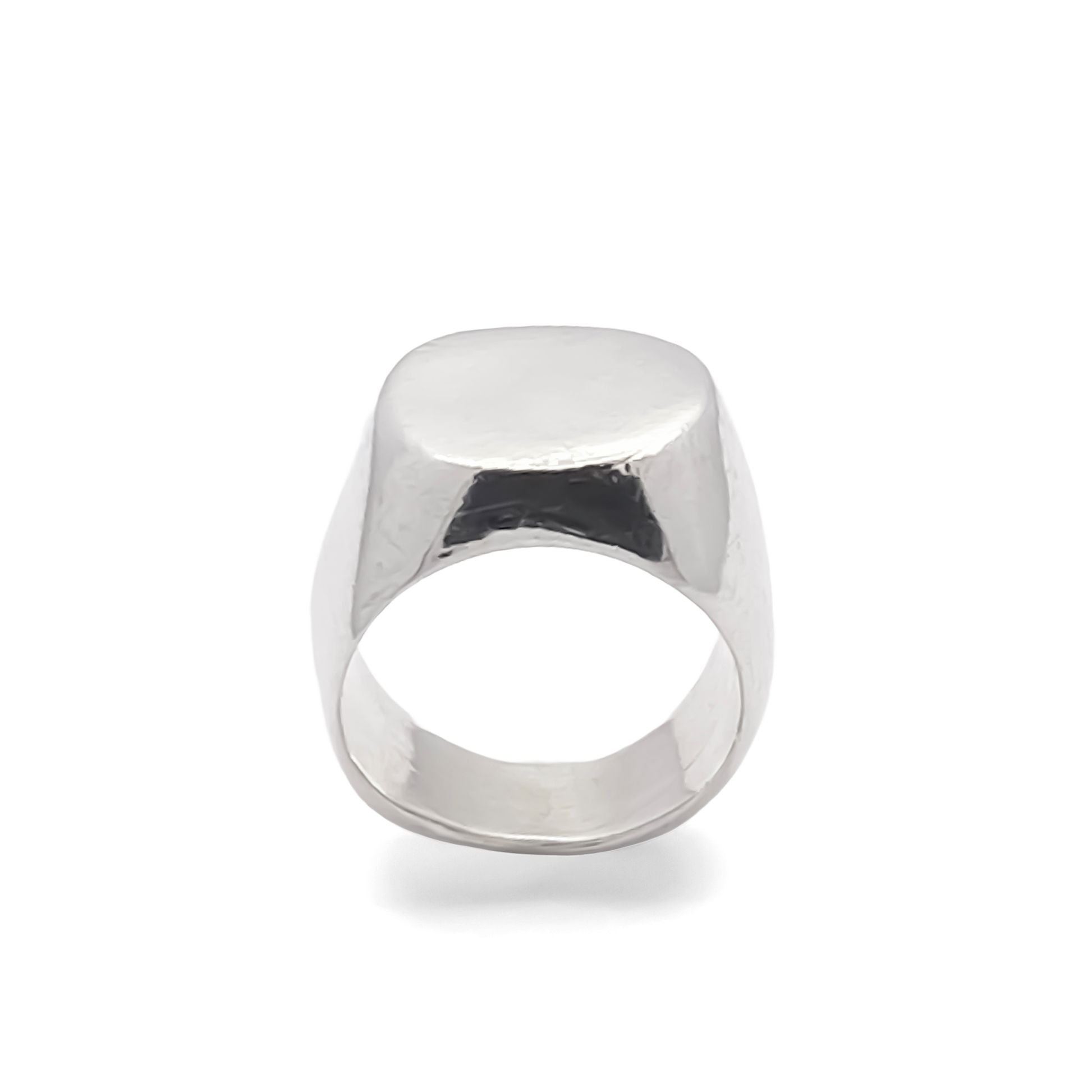Minimalist silver Square Round Signet Ring with classic shape, free shipping
