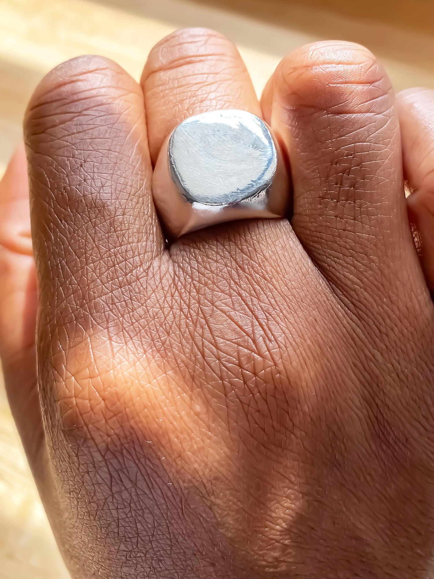 Square Round Signet Ring in gold with a classic shape, free shipping