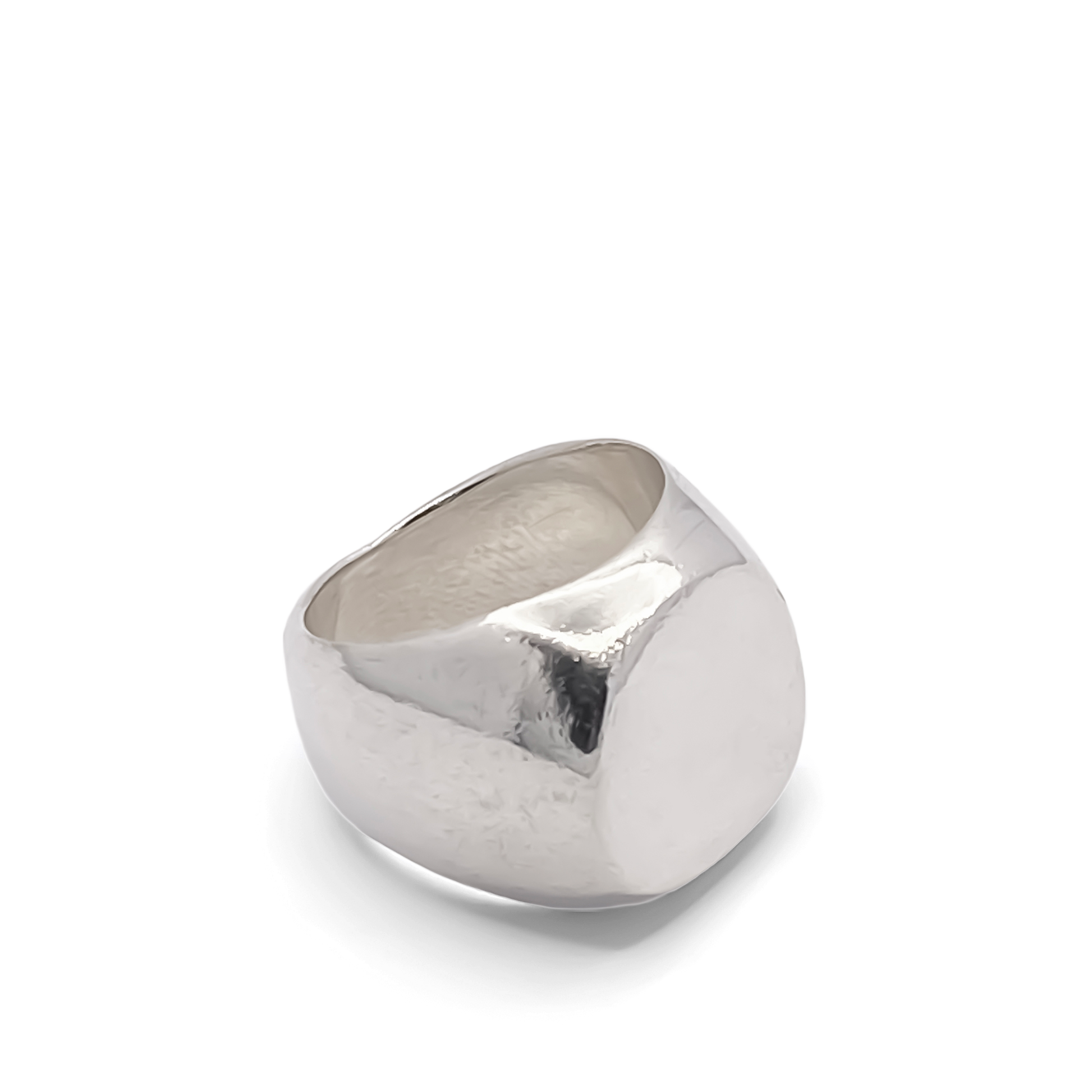 Modern bold Square Round Signet Ring in silver with classic style, free shipping