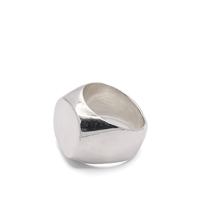 Polished Square Round Signet Ring in gold and silver, classic shape, free shipping