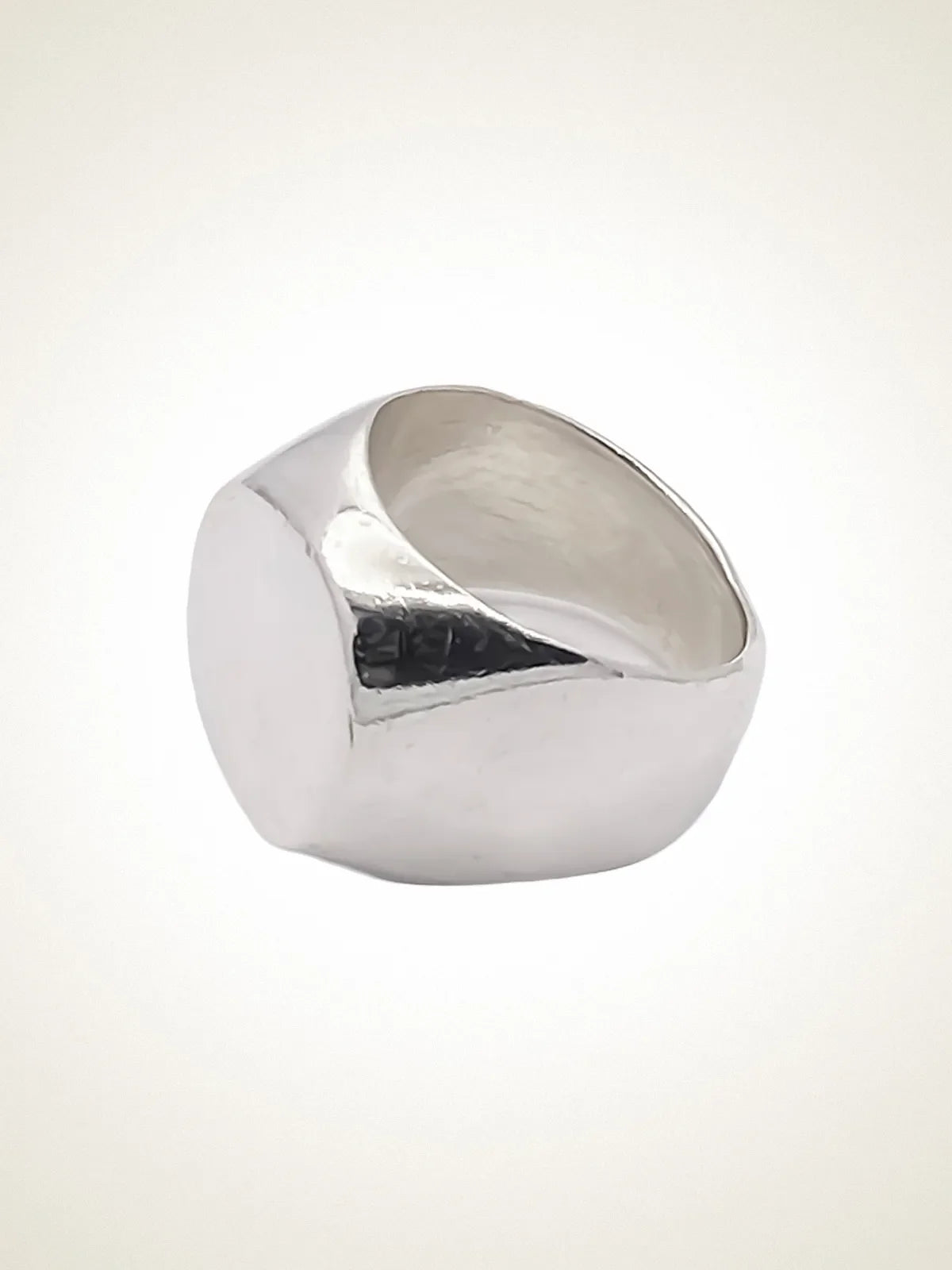 Square Round Signet Ring luxury artisan ring in 18ct Gold Vermeil, elegant finish, styled view