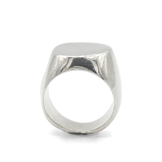 Smooth polished Square Round Signet Ring in silver, classic shape, free shipping