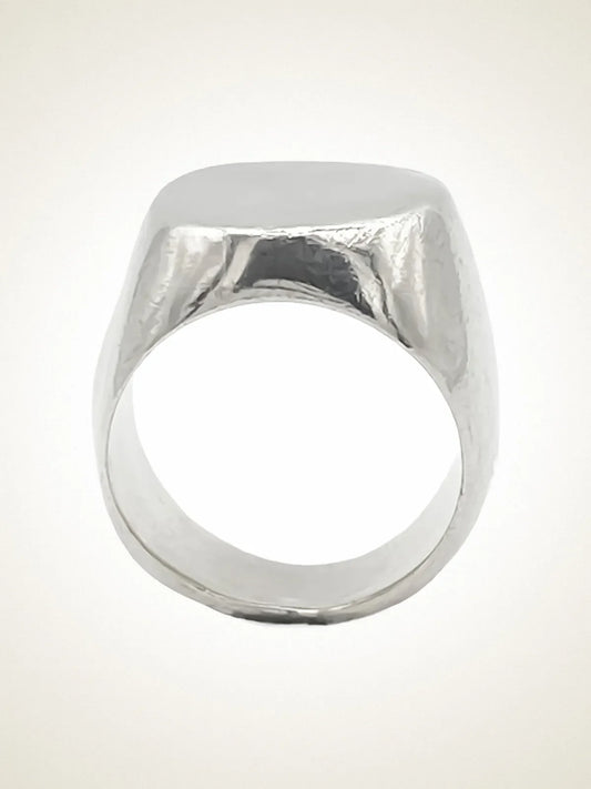 Handcrafted Square Round Signet Ring in Sterling silver, artisan jewelry, geometric design