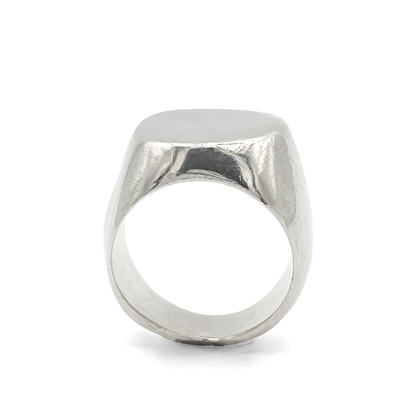 Smooth polished Square Round Signet Ring in silver, classic shape, free shipping