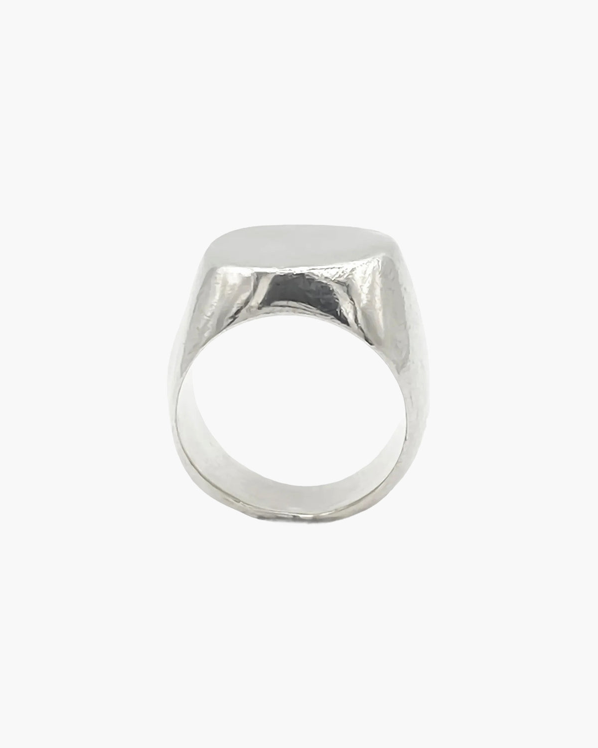 Square Round Signet Ring in sterling silver, a polished rounded-square face