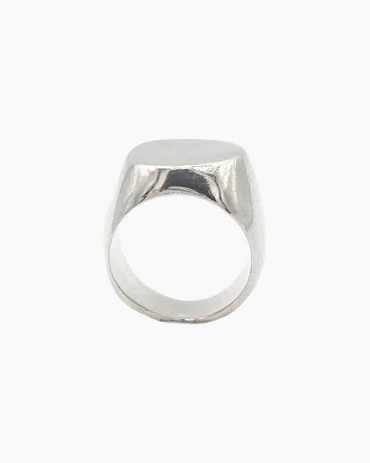 Square Round Signet Ring in sterling silver, a polished rounded-square face