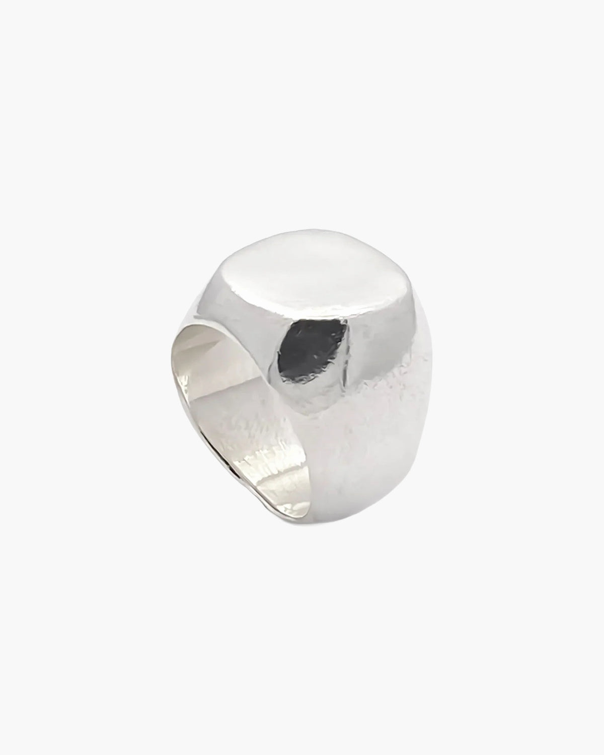 Sterling silver Square Round Signet Ring at an angle
