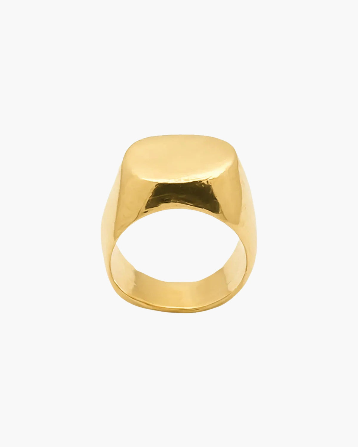 Gold vermeil Square Round Signet Ring, front view
