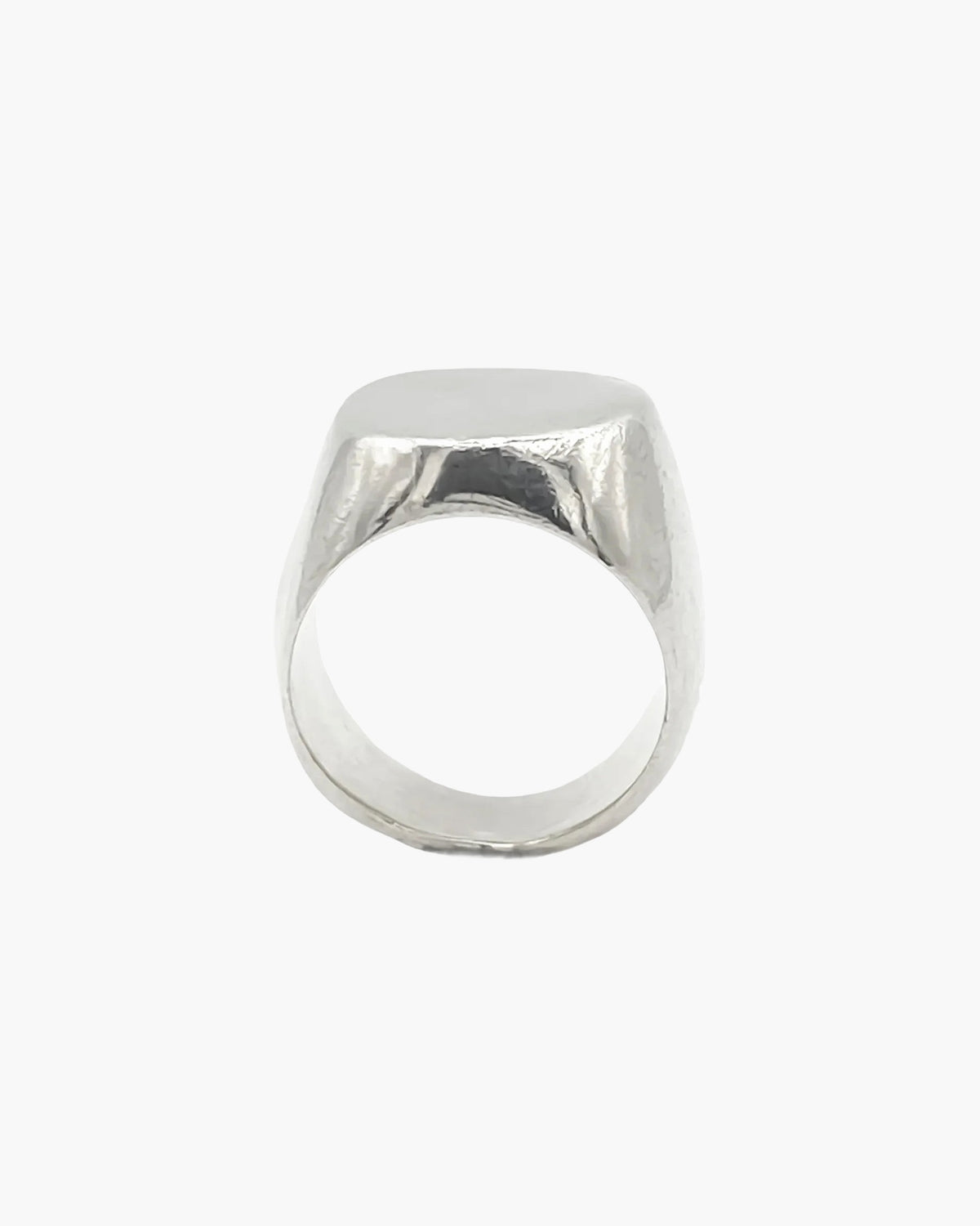 Sterling silver Square Round Signet Ring, front view