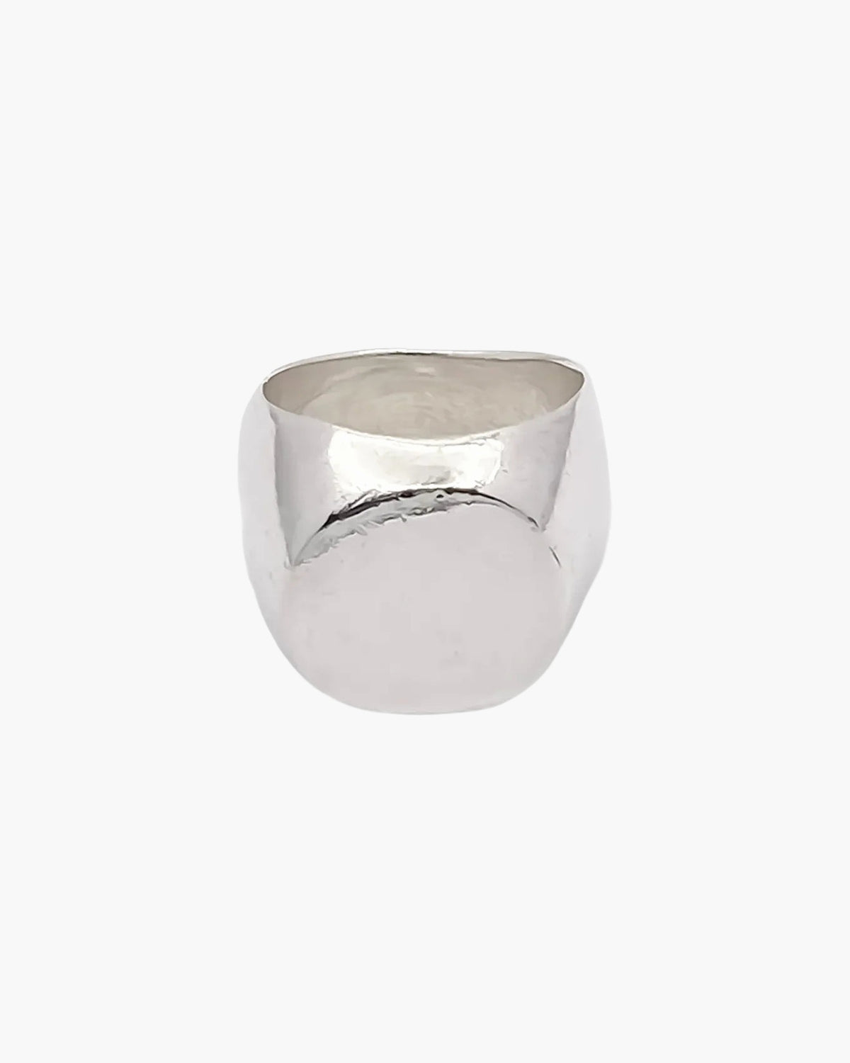 Sterling silver Square Round Signet Ring, side view