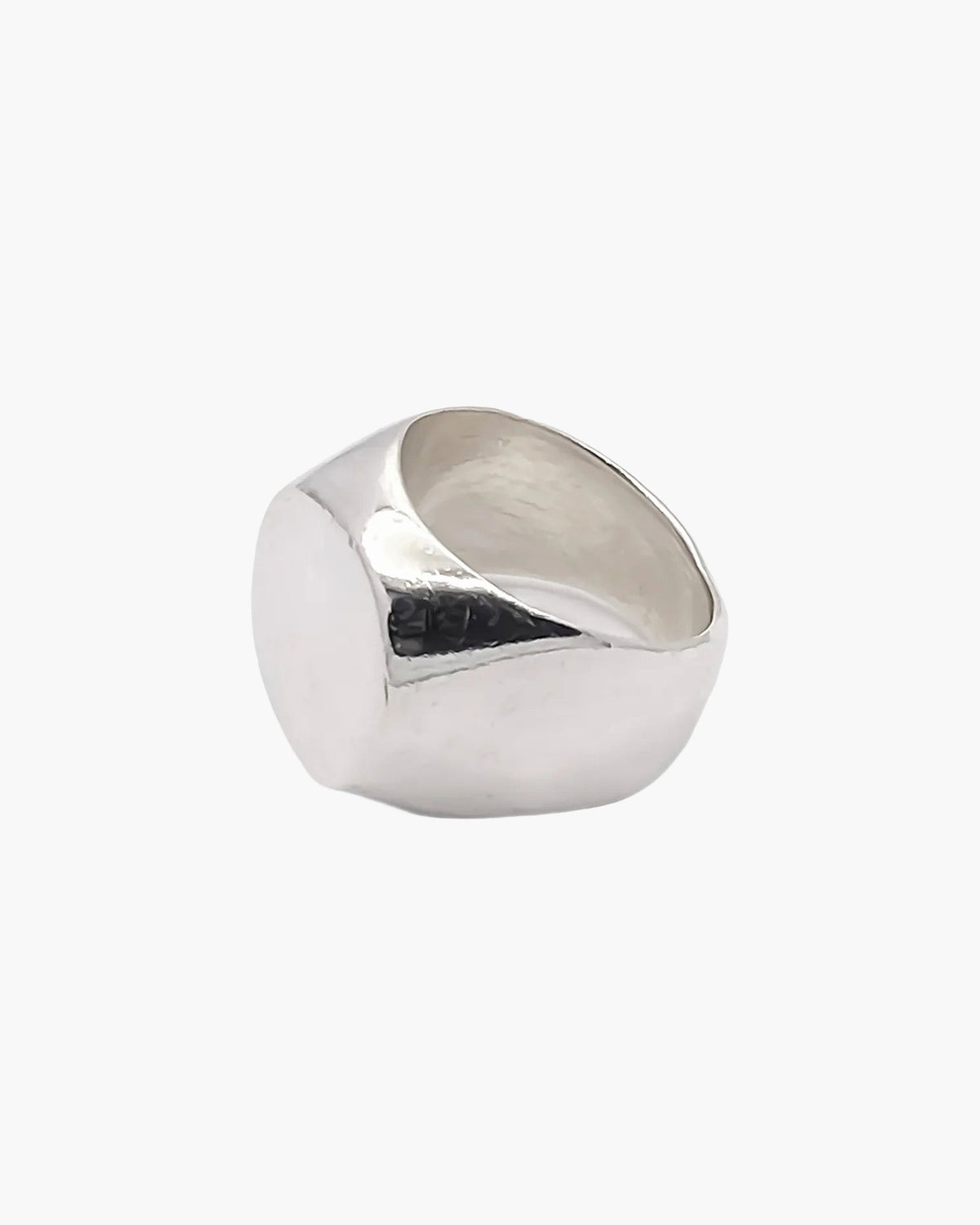 Sterling silver Square Round Signet Ring, opposite side