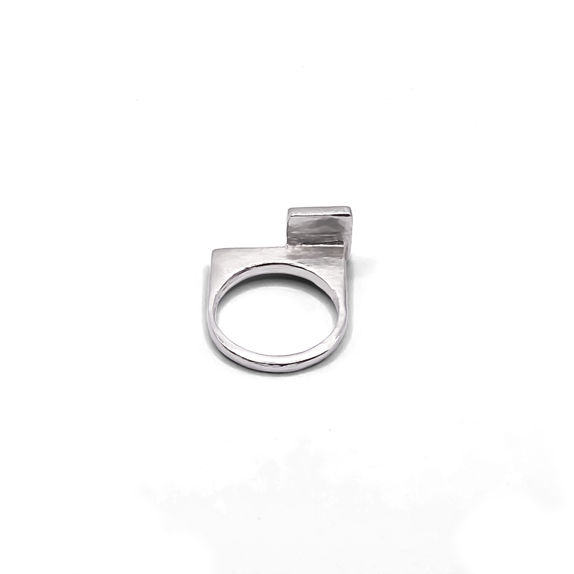 Brushed finish Square Top Signet Ring in light - sleek design minimal gold or silver free shipping