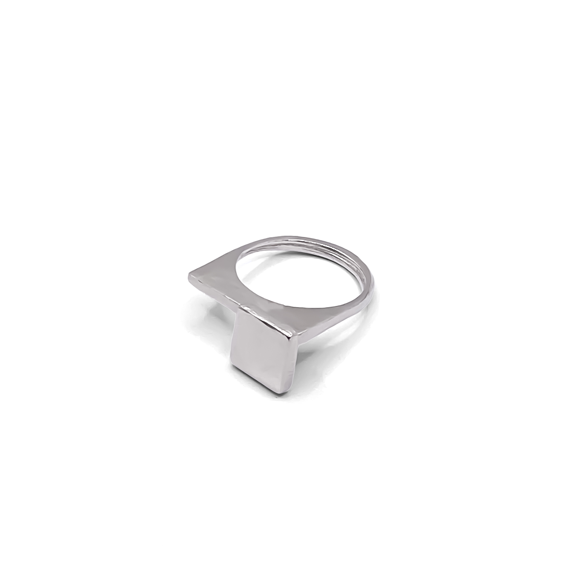 Frontal metallic shot of Square Top Signet Ring - sleek design minimal gold or silver free shipping