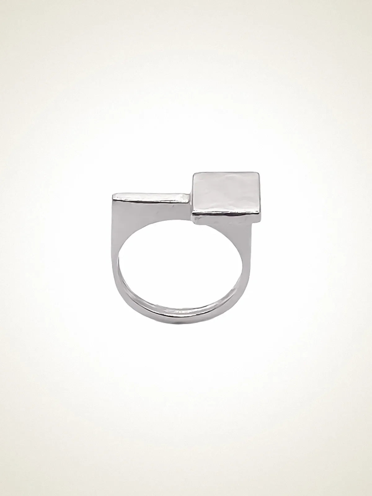 Handmade Square Top Signet Ring luxury Sterling silver finish, refined style, full view