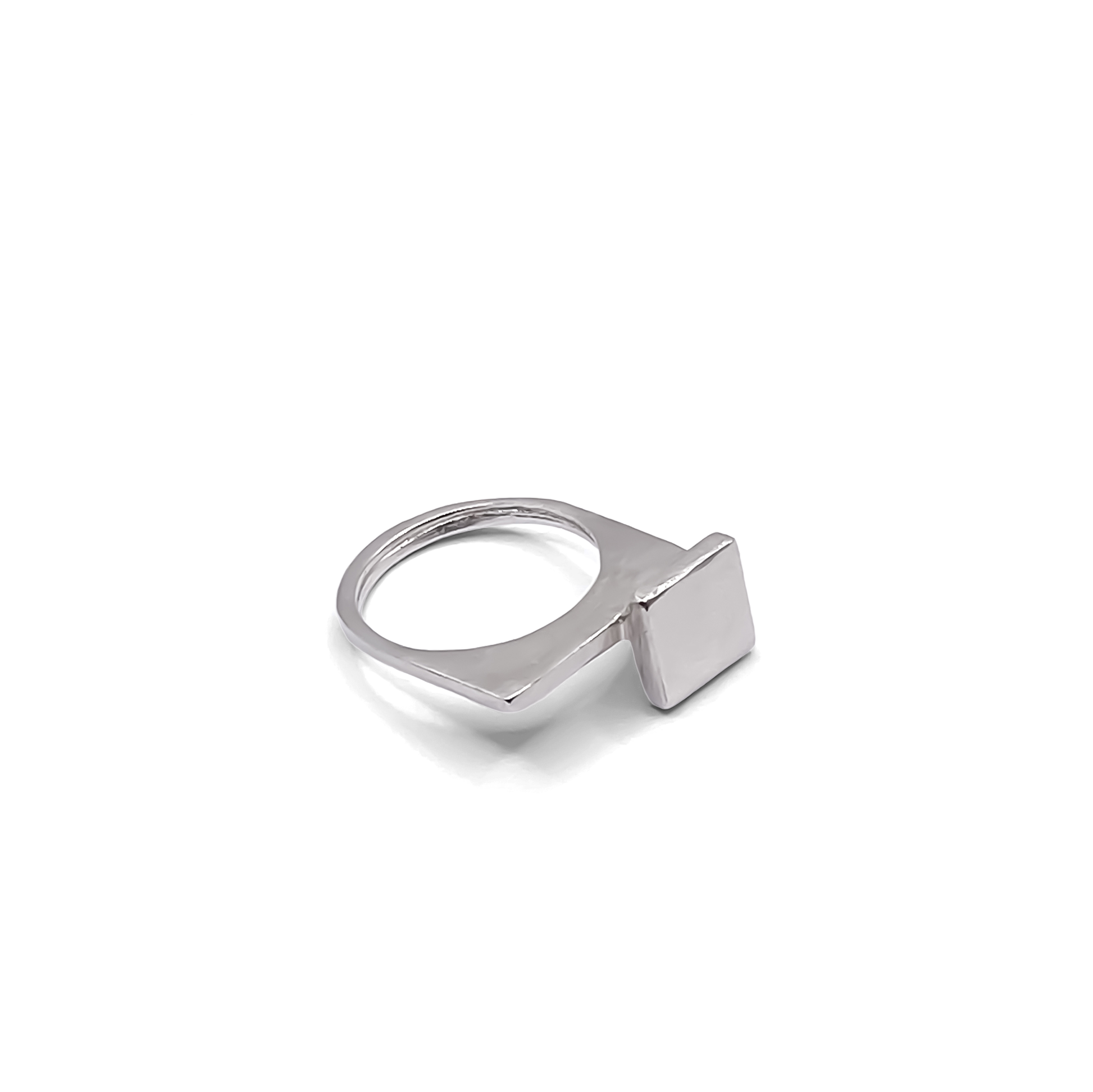 Side polished view of Square Top Signet Ring - sleek design minimal gold or silver free shipping