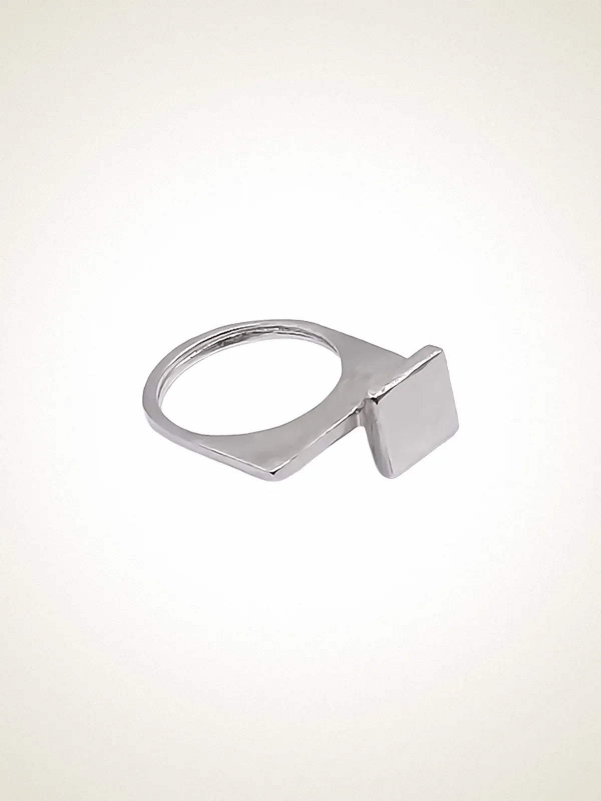 Handcrafted Square Top Signet Ring in Patina, artisan jewelry, geometric design, detailed view