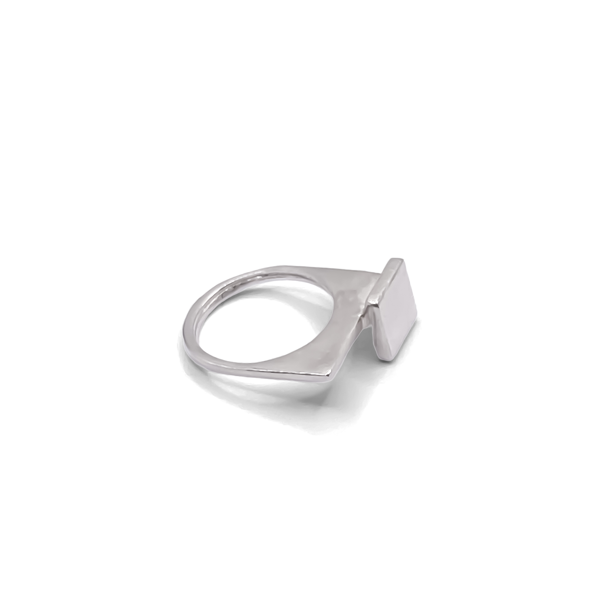 Square Top Signet Ring top view in silver - sleek design minimal gold or silver free shipping