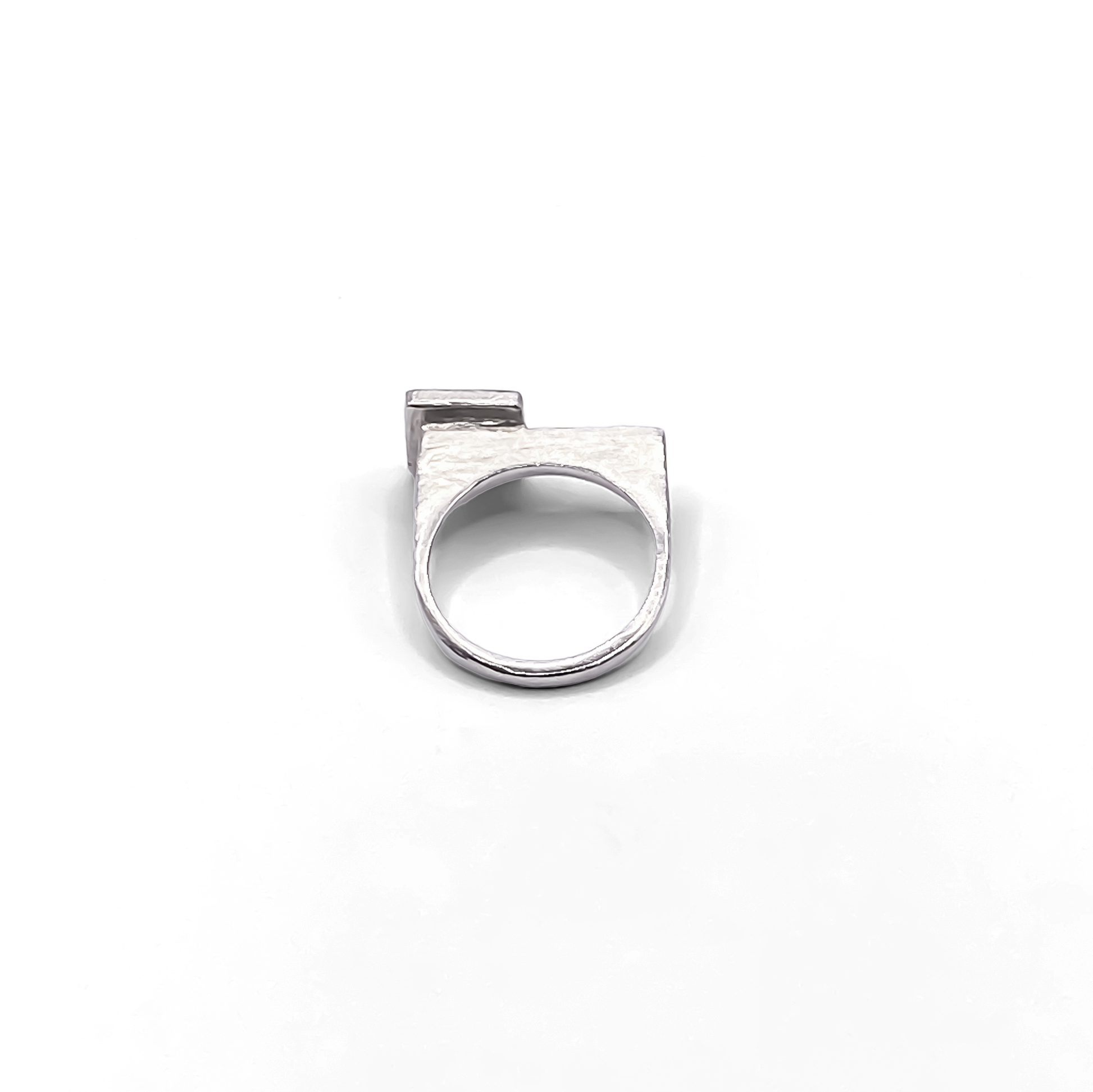 Soft angle of Square Top Signet Ring showing form - sleek design minimal gold or silver free shipping