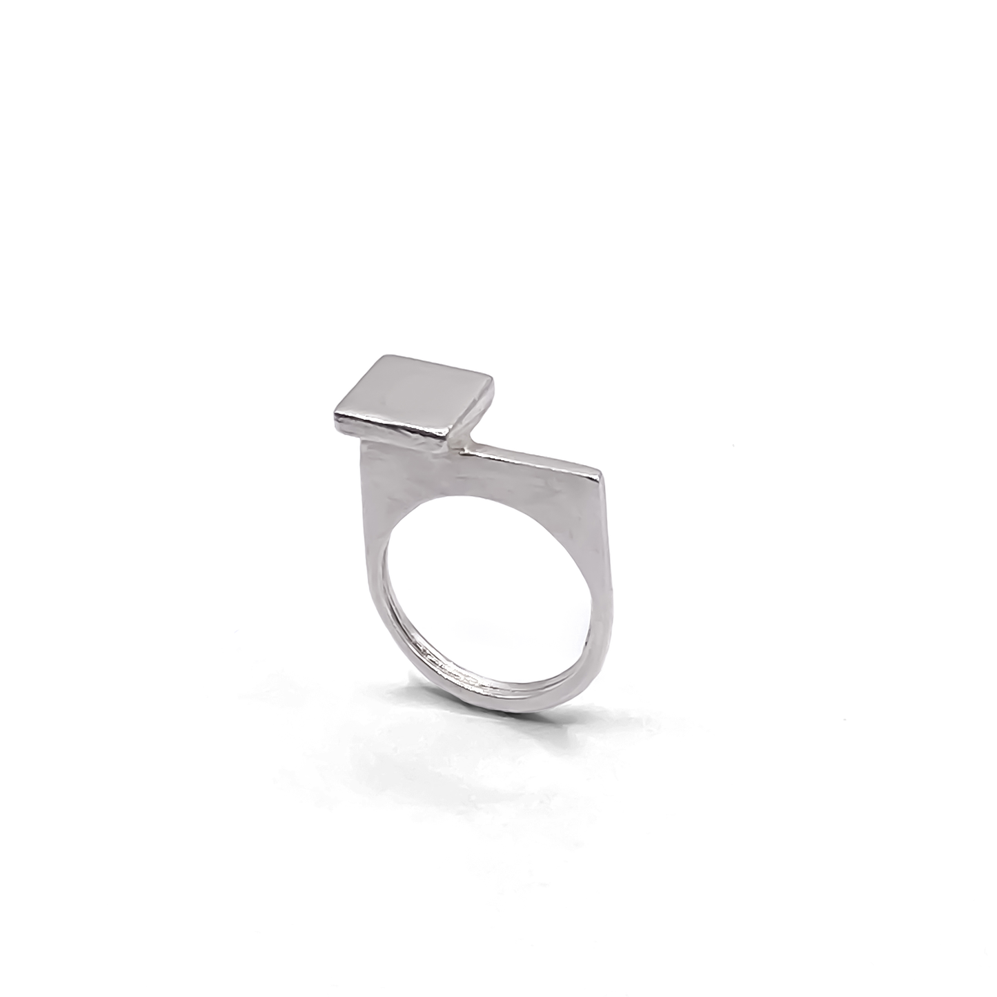 Solid top view of Square Top Signet Ring showing shape - sleek design minimal gold or silver free shipping