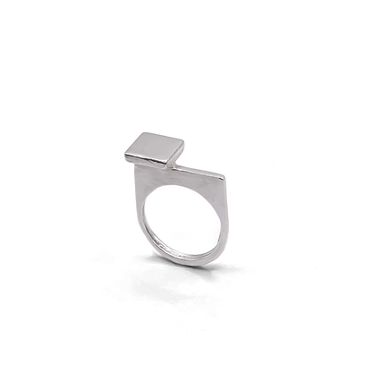 Solid top view of Square Top Signet Ring showing shape - sleek design minimal gold or silver free shipping