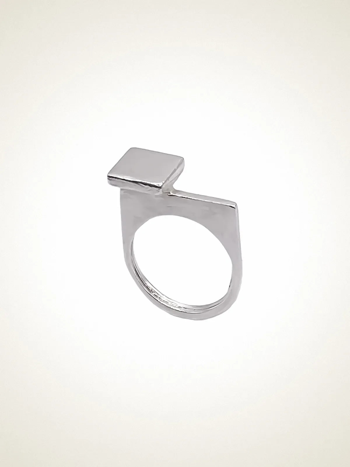 Square Top Signet Ring artisan designer ring in premium metal, bold design, different perspective