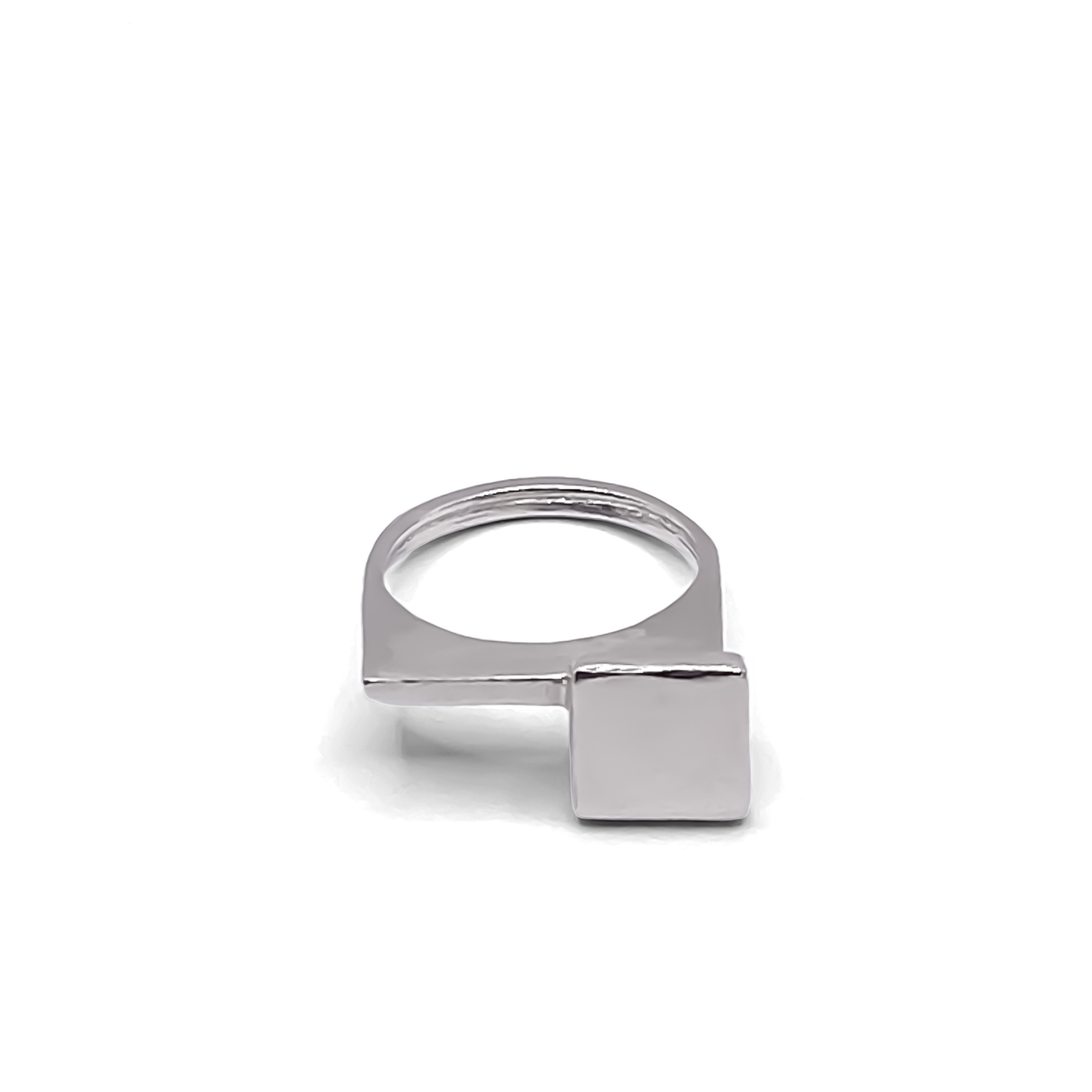 Studio flat view of Square Top Signet Ring - sleek design minimal gold or silver free shipping