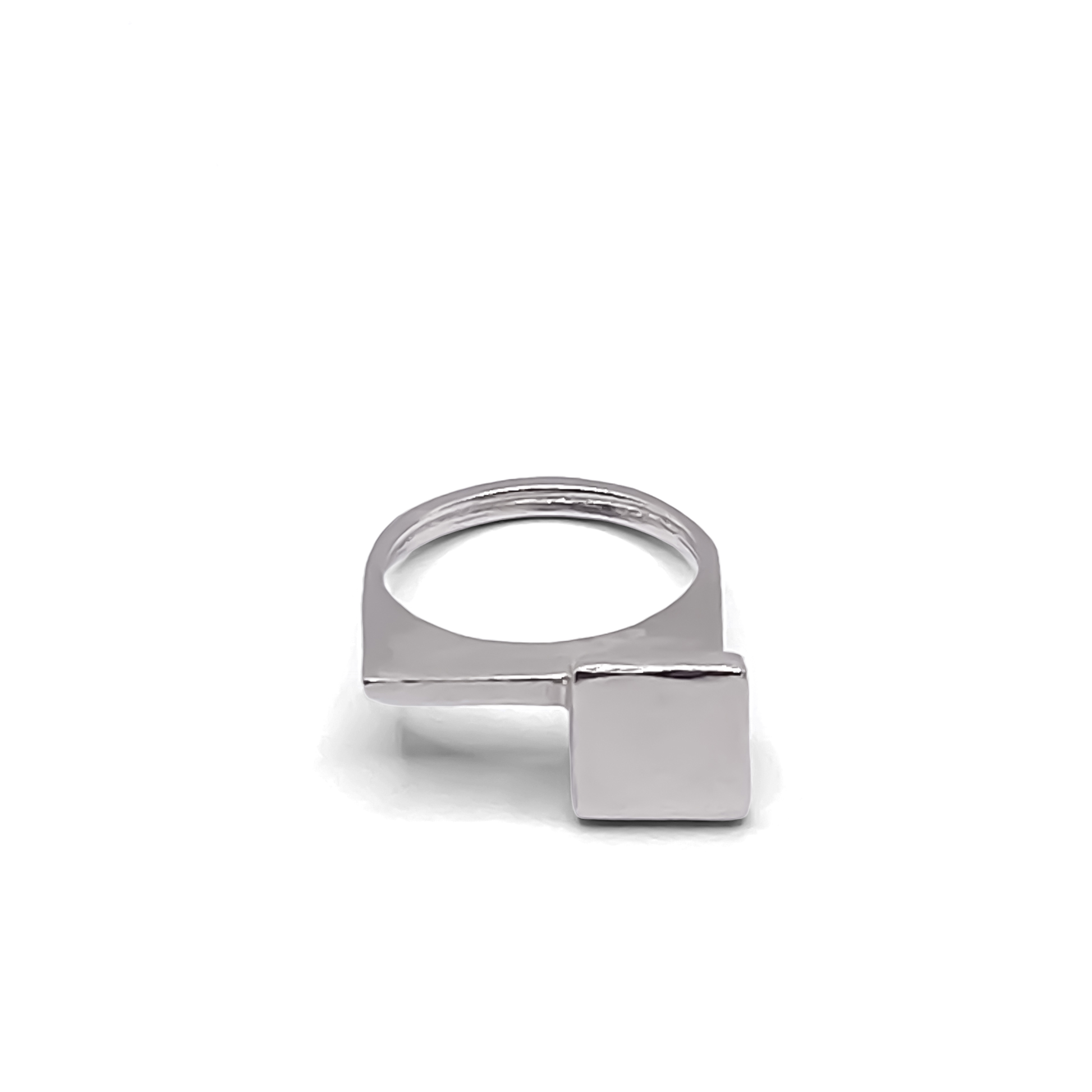 Studio flat view of Square Top Signet Ring - sleek design minimal gold or silver free shipping