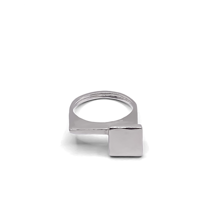 Studio flat view of Square Top Signet Ring - sleek design minimal gold or silver free shipping