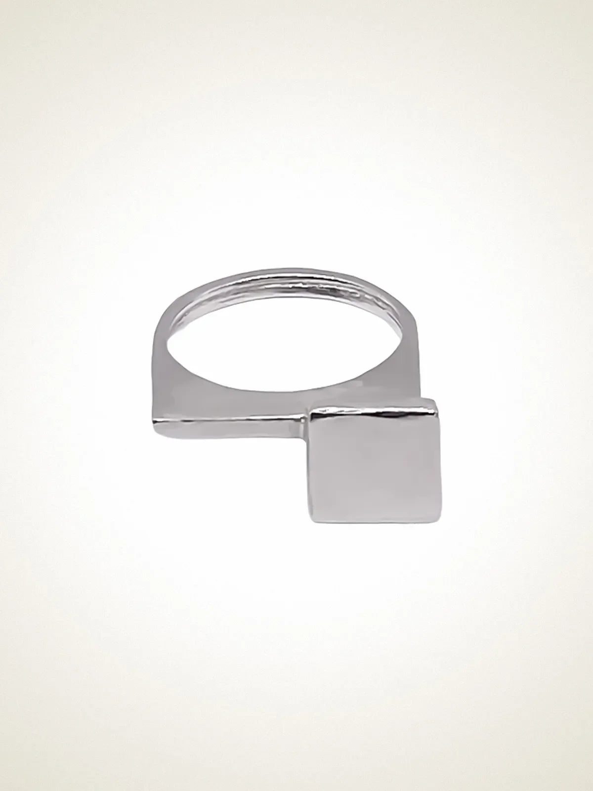 Handcrafted Square Top Signet Ring premium premium metal jewelry, polished face, product shot