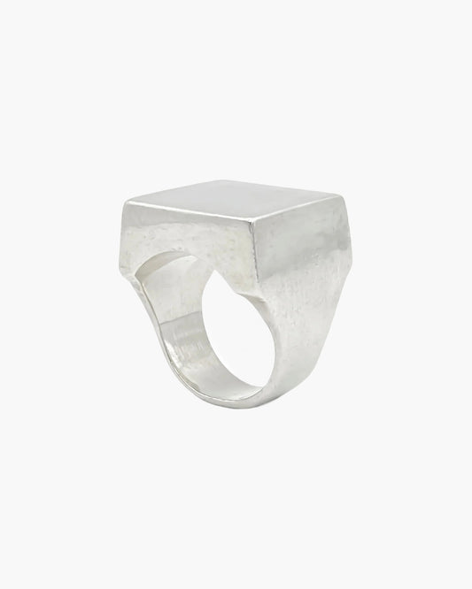 Handcrafted Square Signet Ring in Sterling silver, artisan jewelry, geometric design