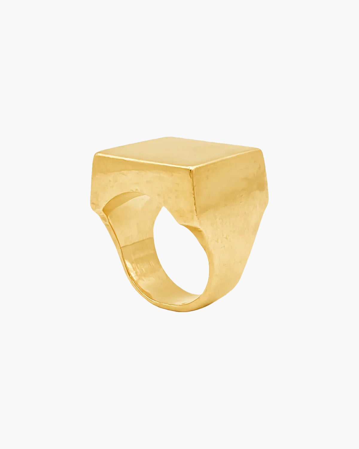 Square Signet Ring designer ring in 18ct Gold Vermeil, square face, side view