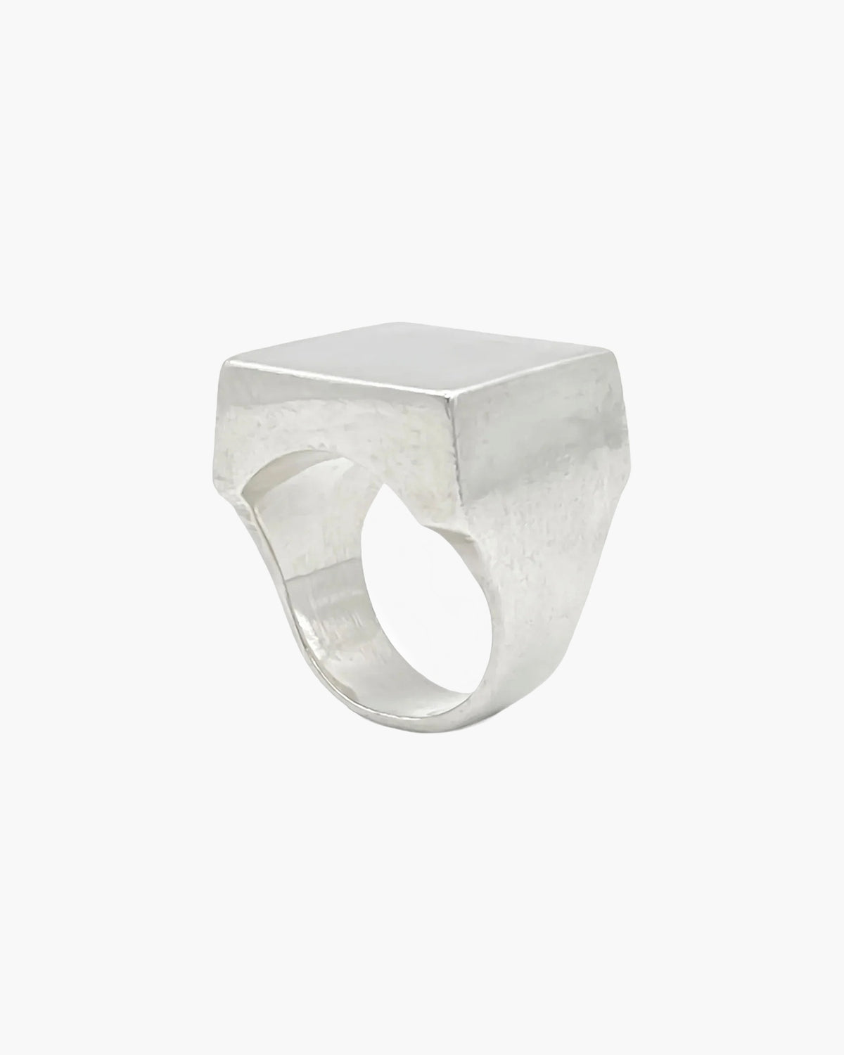 Handmade Square Signet Ring luxury jewelry, Sterling silver, modern style, front view