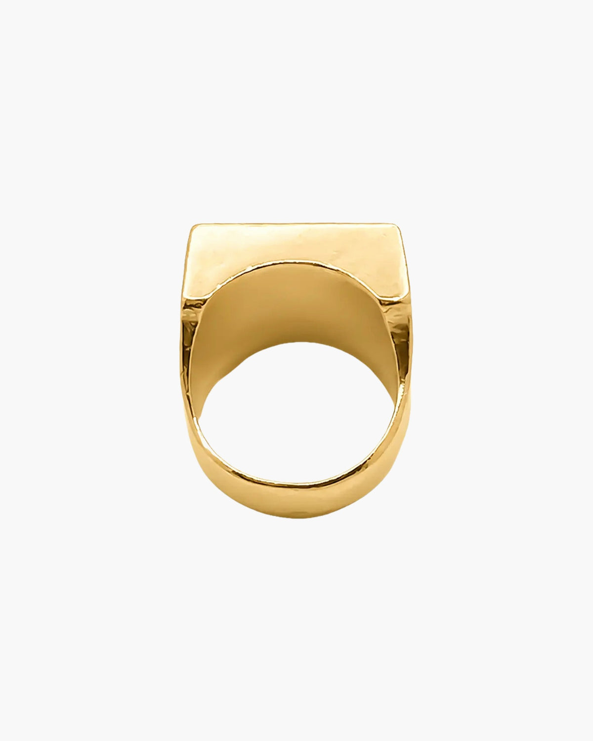 Square Signet Ring artisan crafted ring in 18ct Gold Vermeil, clean lines, lifestyle shot