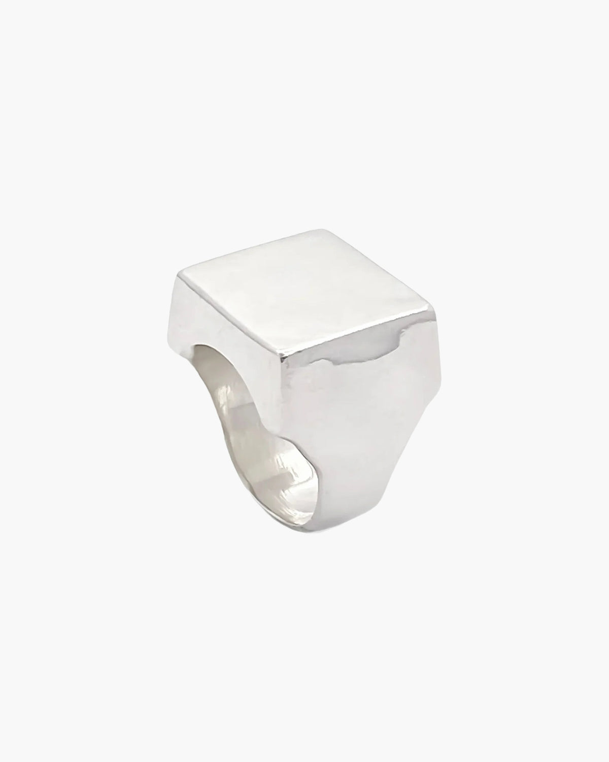 Square Signet Ring luxury artisan ring in 18ct Gold Vermeil, elegant finish, styled view